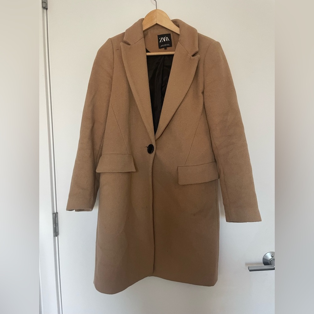 Zara Women's Camel Blazer Coat
